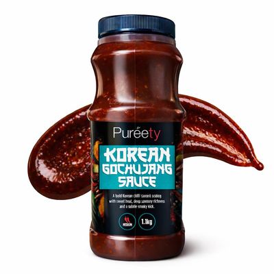 Pureety Classic Korean Gochujang Sauce 1.1kg Traditional Korean Style Sauce Sweet & Savoury Flavour with Chilli Heat No Added MSG, No Artificial Colours, Sweeteners or Preservatives