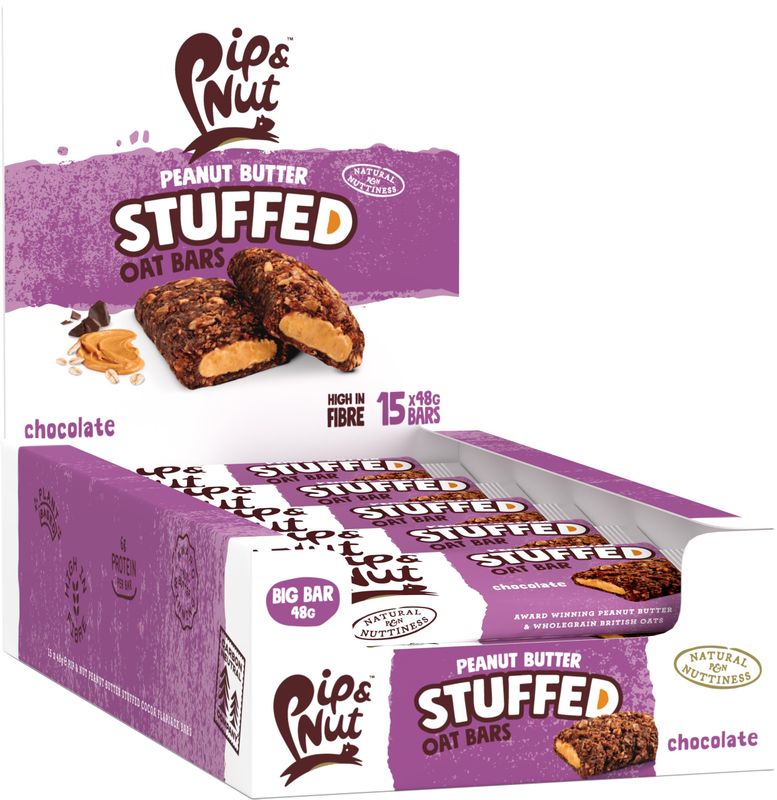 Pip &amp; Nut Peanut Butter Stuffed Oat Bar Chocolate, 15 x 48g