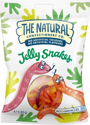 The Natural Confectionery Co. Jelly Snakes 130g (Pack of 10 Bags)