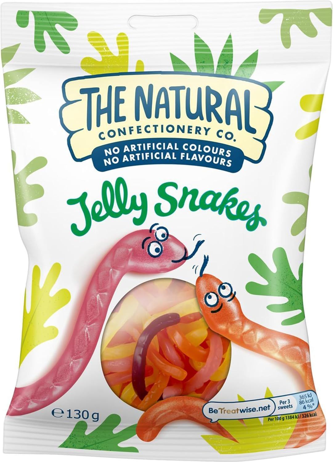 The Natural Confectionery Co. Jelly Snakes 130g (Pack of 10 Bags)