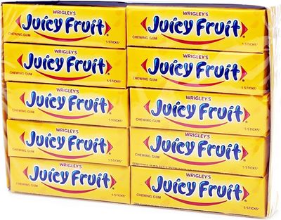Wrigley s Juicy Fruit Chewing Gum Bulk Pack, 20 Packs x 5 Sticks (100 Sticks Total), 13.5g Each