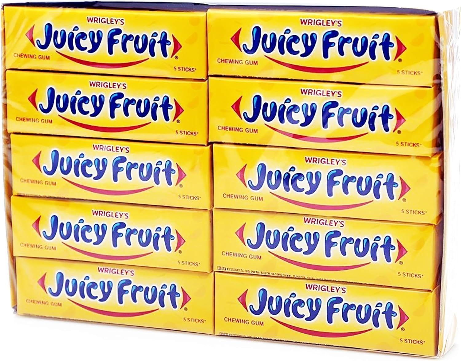 Wrigley s Juicy Fruit Chewing Gum Bulk Pack, 20 Packs x 5 Sticks (100 Sticks Total), 13.5g Each