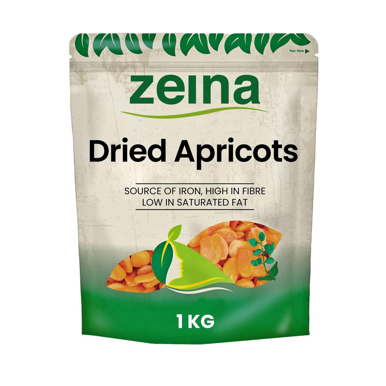 Zeina Dried Apricots with Natural Source of Iron &amp; High in Fibre (1Kg) - Gluten Free &amp; Peanut/Sesame Free, for Vegan Diet