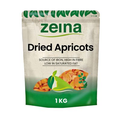 Zeina Dried Apricots with Natural Source of Iron &amp; High in Fibre (1Kg) - Gluten Free &amp; Peanut/Sesame Free, for Vegan Diet