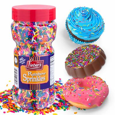 Lieber's Rainbow Sprinkles 283g Tasty Colourful Sugar Strands are a Great Dessert Topping for Cooking, Baking &amp; Decorating Cakes &amp; Ice Cream (Pack of 1), Multicolor