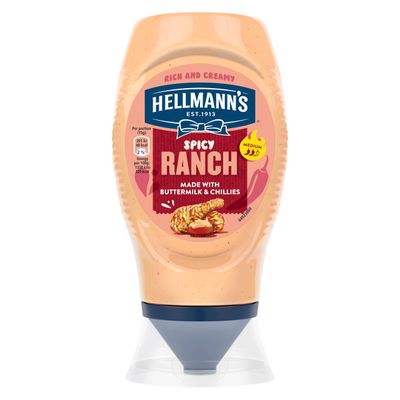 Hellmann's Spicy Ranch Sauce made with buttermilk &amp; chillies add a fiery kick to any dish 245 g
