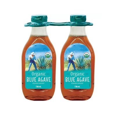 TRIZINGA SHOP All-Purpose Blue Agave Sweetener Syrup 736ml (Pack of 2) - Naturally Vegan, Low Glycemic, 100% Pure Agave Nectar for Coffee, Tea, Baking, Cooking &amp; Beverages