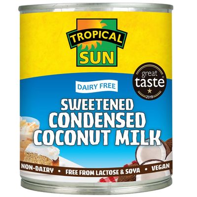 Tropical Sun Sweetened Condensed Coconut Milk 320ml, Pack of 6, Non-Dairy Condensed Milk Alternative, Vegan and Ideal for Baking, Desserts, Tea and Coffee