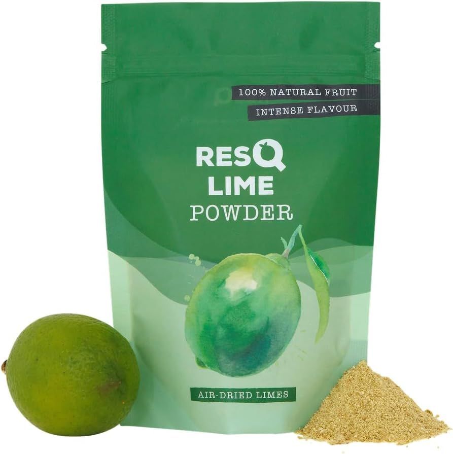 RESQ - Fine Lime Powder: Natural, No Added Sugar - 90g Powder from fresh Limes - Sustainable &amp; Preservative-Free (Lime) - Dried Slowly to Preserve Flavour and Freshness