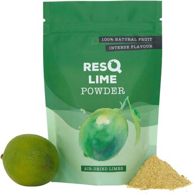 RESQ - Fine Lime Powder: Natural, No Added Sugar - 90g Powder from fresh Limes - Sustainable &amp; Preservative-Free (Lime) - Dried Slowly to Preserve Flavour and Freshness