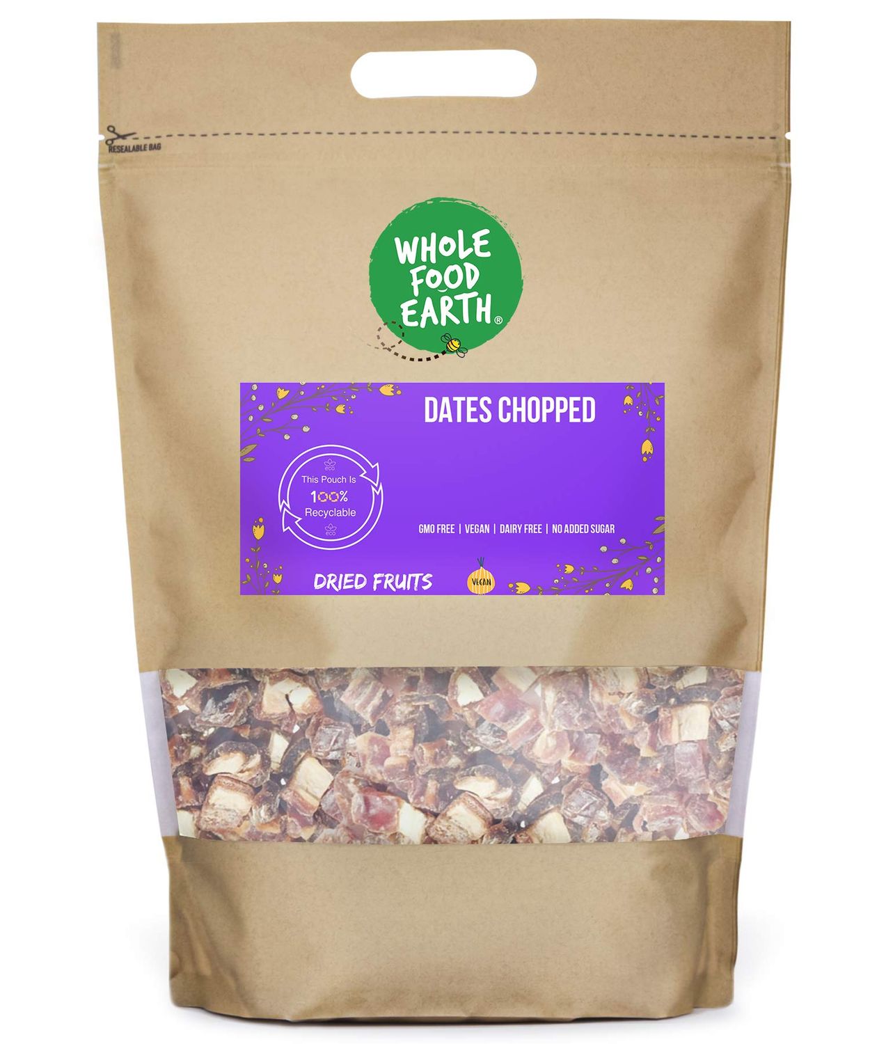 Wholefood Earth Dates Chopped 2 kg GMO Free Source of Fibre
