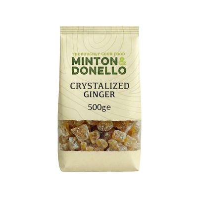 Minton & Donello Crystallised Ginger 500g - Diced Ginger with Sweet & Spicy Kick, Perfect for Baking, Recipes, Snacks, Desserts & Homemade Ginger Chews