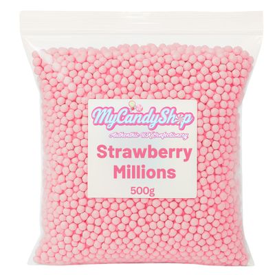 MyCandyShop Millions Sweets 500g - Tiny, Chewy Strawberry Flavoured Treats for Kids and Adults - Vegetarian &amp; Vegan Sweets in Bulk Cheap