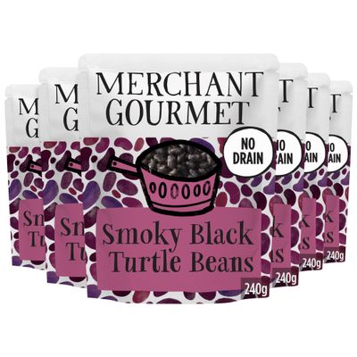 Merchant Gourmet Smoky Black Turtle Beans with Paprika, Chilli & Italian Extra Virgin Olive Oil - High in Protein & Fibre, Drain-Free, Premium Ingredients, No Preservatives (6x 240g) Merchant Gourmet Smoky Black Turtle Beans with Paprika, Chilli & Italian Extra Virgin Olive Oil - High in Protein & Fibre, Drain-Free, Premium Ingredients, No Preservatives (6x 240g)