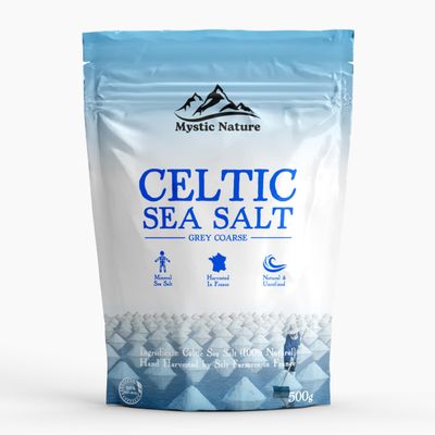 Mystic Nature Celtic Sea Salt - 500g 100% Natural Unrefined Mineral Rich Celtic Salt Crystals From France Rich In Minerals &amp; Trace Elements