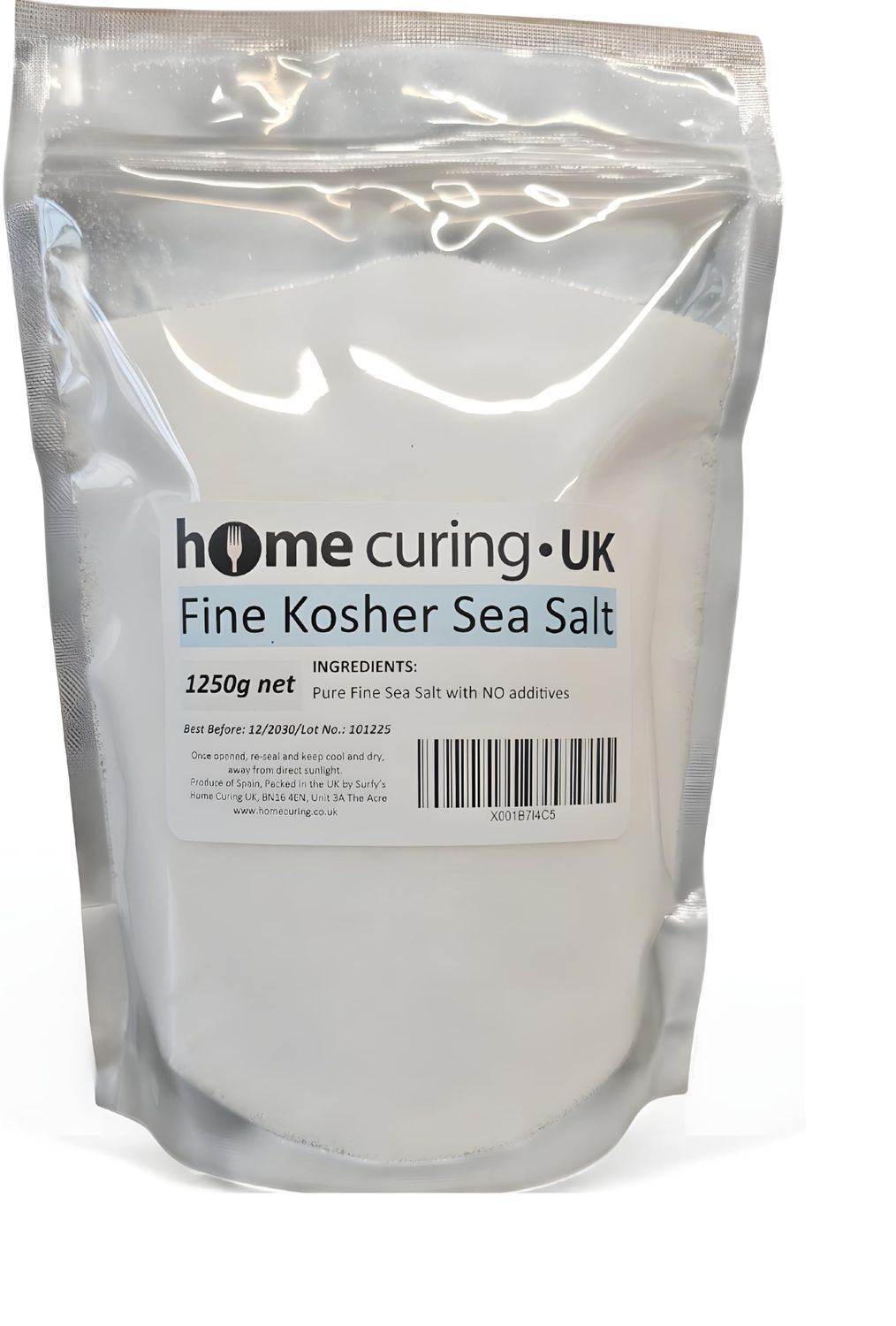 Fine Kosher Sea Salt, 100% Pure, NO Additives, NON-IODISED. (1.25kg)