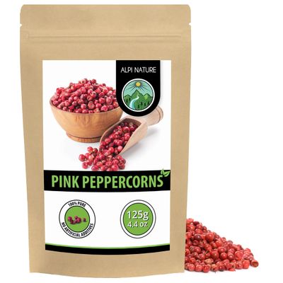 Alpi Nature Pink Pepper 125g 4.4 oz, Whole Peppercorns, Pink Peppercorns Whole for Cooking