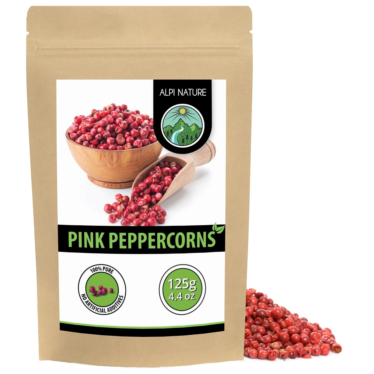 Alpi Nature Pink Pepper 125g 4.4 oz, Whole Peppercorns, Pink Peppercorns Whole for Cooking