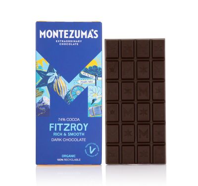 Montezuma's Fitzroy, 74% Cocoa, Dark Chocolate, Gluten Free, Naturally Vegan &amp; Organic, 90g Bar