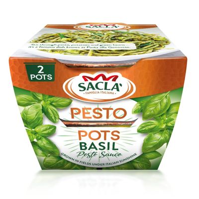 Sacla Italian Basil Pesto - Perfect with Pasta, Pizza, Garlic Bread and Tagliatelli - Made with Fresh Basil Leaves, Italian Cheeses and Pine Nuts - 2 x 45g (Pack of 1) Sacla Italian Basil Pesto - Perfect with Pasta, Pizza, Garlic Bread and Tagliatelli - Made with Fresh Basil Leaves, Italian Cheeses and Pine Nuts - 2 x 45g (Pack of 1)