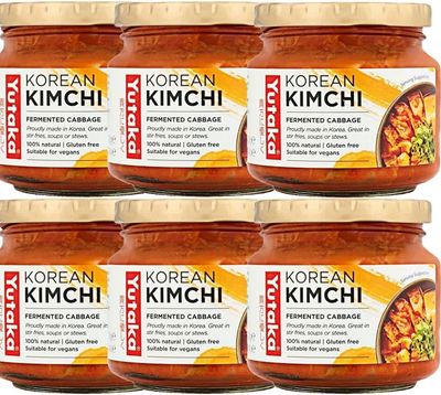 Yutaka Traditional Korean Kimchi 200g (Pack of 6) Authentic Fermented Napa Cabbage Spicy, Tangy &amp; Umami-Rich Ready to Eat Side Dish, Stir-Fries &amp; Noodle Bowls Vegan &amp; Gluten-Free