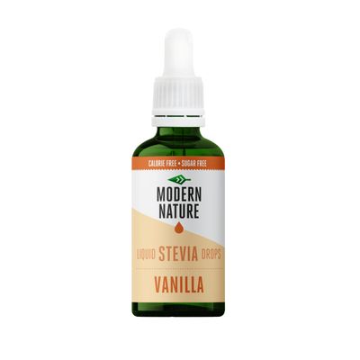 Modern Nature Vanilla Flavour Drops Sugar Free Coffee Syrup, Liquid Stevia Sweetener, Zero Calorie, Natural Sweetner Flavor Drops Perfect for Coffee, Protein Shakes, Baking &amp; Drinks - 50ml