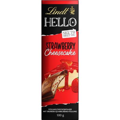 Lindt Hello Milk Chocolate Strawberry Cheesecake Chocolate Bar, 100g