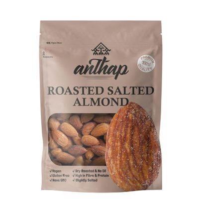 Anthap Roasted Salted Almond, Californian Almonds, No Oil, No Other Preservatives, Perfectly Roasted &amp; Lightly Salted, Crunchy &amp; Flavorful, High in Protein &amp; Healthy Fats, Premium Quality Almonds, 1kg