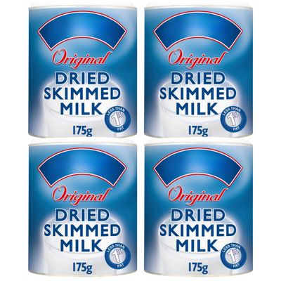 Dried Milk Powder Bundle with Original Dried Skimmed Milk Powder by Marval 175g (4 Pack)