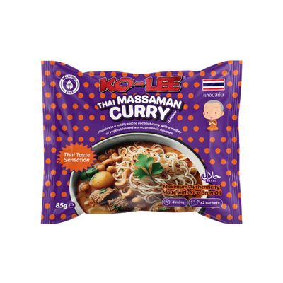 KOLEE Thai Sensation Instant Noodles - Massaman Curry Flavour Rich &amp; Aromatic Thai Classic 85g (Pack of 22)