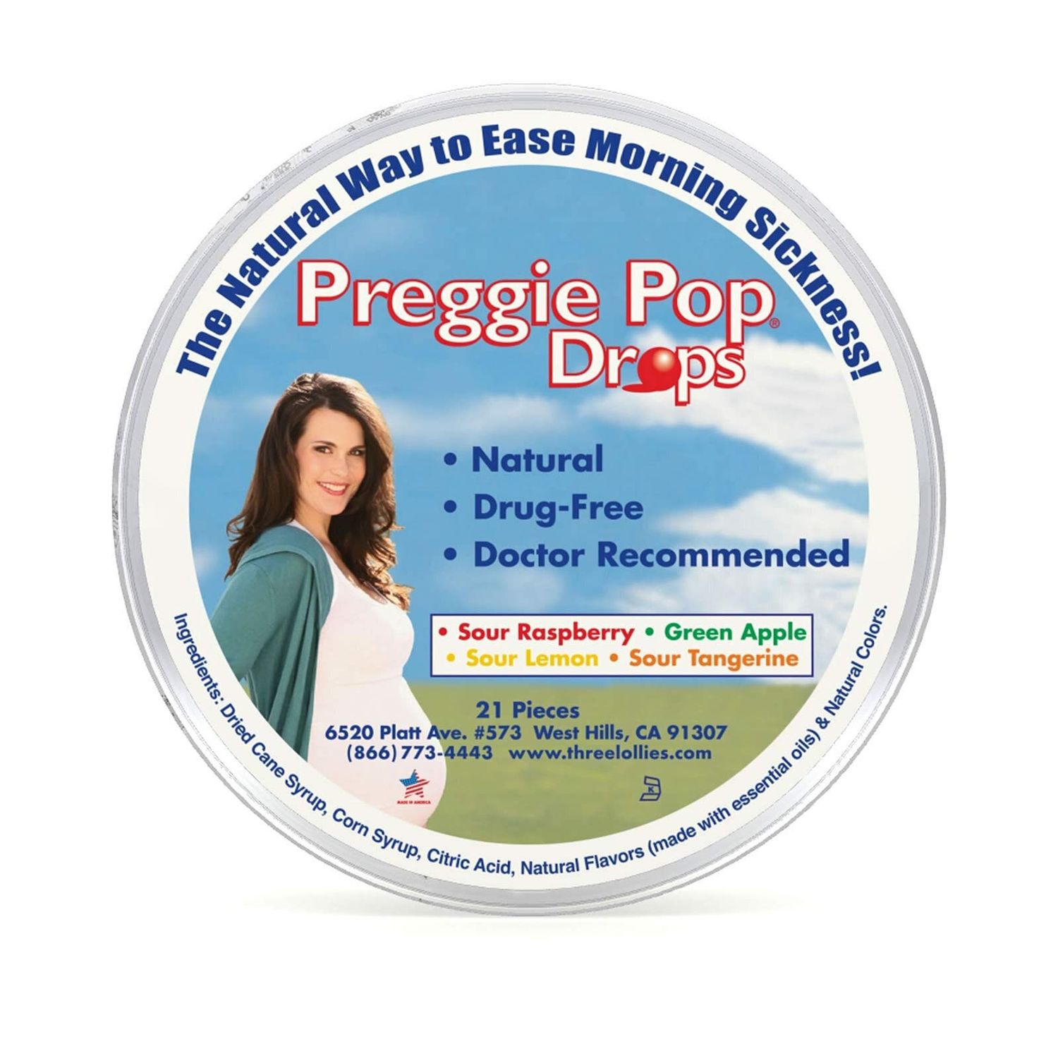 Three Lollies Preggie Pop Drops Container, 21 Ct
