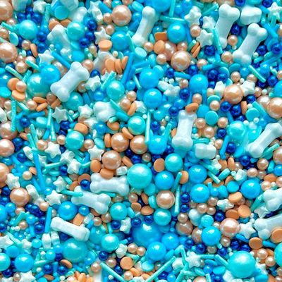 Bluey Blue White Metallic Orange Sprinkles birthday cupcake cake toppers pearls balls baby shower boy male baking supplies blue stars bones dog pearls edible BLUEY