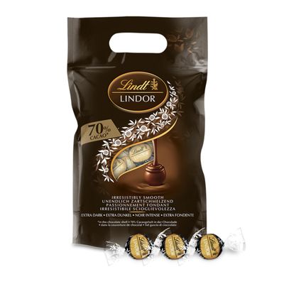 Lindt Lindor 70% Dark Chocolate Truffles - 1kg Bag (Approx. 80 Balls) - Smooth Filling - Gift, Birthday, Congratulations, Sharing Treat