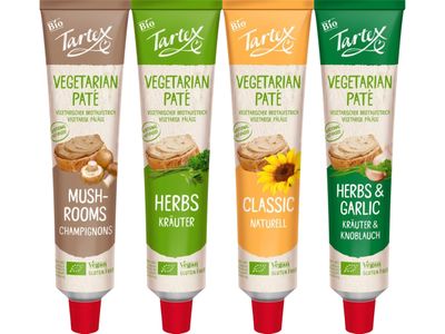 Tartex Organic Vegetarian Pate Mixed Flavour Pack 4 x 200g (1 of Each) - Classic, Herbs, Herb &amp; Garlic &amp; Mushroom Nutritional Yeast Spreads From SuperfoodUK