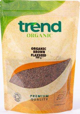 Trend Organic Brown Flaxseed, 500g-Rich Nutty Flavour, High in Protein &amp; Fiber, and Omega-3s, Certified Organic, Vegan, GMO-Free, No Additives, No Preservatives, Raw Whole Seeds