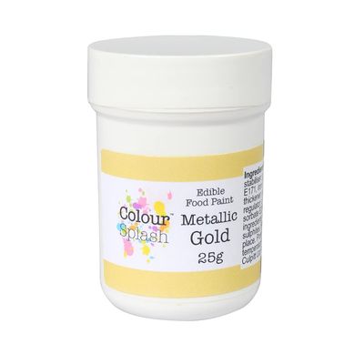 COLOUR SPLASH Edible Food Paint, Metallic Colouring, Cake Decorating Paints, Ready To Use, Add Shine &amp; Sparkle To Cakes &amp; Decorations, Suitable For Sugar Paste, Marzipan &amp; Modelling Pastes - Gold 25g