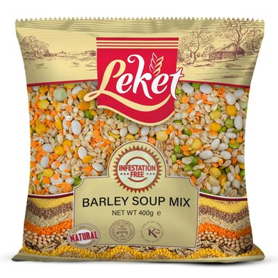 Leket Barley Soup Mix 400g - Hearty Blend of Pearl Barley, Haricot Beans, Green & Yellow Split Peas, and Red Lentils for Delicious Homemade Soups
