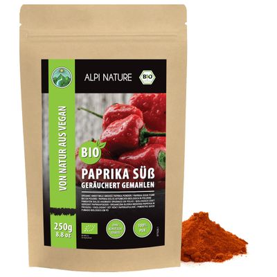 Alpi Nature Organic Sweet Smoked Paprika 250g 8.8 oz, Ground Peppers, Sweet Smoked Paprika Powder