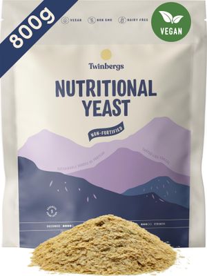 Twinbergs Non-Fortified Nutritional Yeast Flakes 800g, Vegan Nooch, High in Protein with All 9 Essential Amino Acids, Source of B-Vitamins, Ideal for Silken Tofu Sauces, Cheesy Pasta, Baked Potatoes