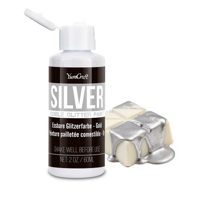 Edible Glitter Paint Silver, 60ML Shimmering Liquid Luster Dust for Chocolate, Drinks, Cake, Candy, Sprinkles Cocktail Glitter - Metallic Edible Cake Paint for Cookie, Fondant Vegan Cake Decorating