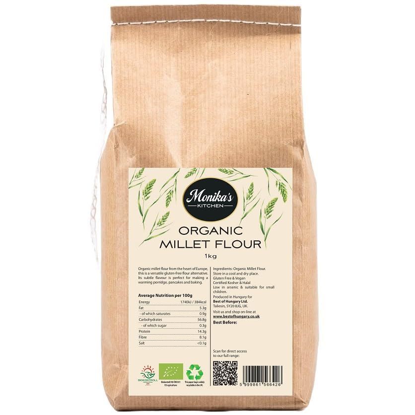 Organic Millet Flour 1kg - GMO &amp; Gluten Free - Vegan