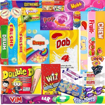 Retro Sweets Gift Box Hamper - Classic Nostalgic UK Sweet Selection in Letterbox Packaging - Variety Candy Treat Box for Adults &amp; Kids, Birthday, Christmas, Fathers Day Gift