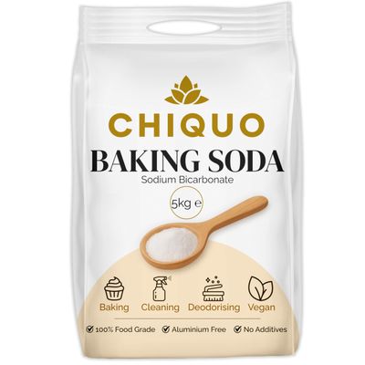 Chiquo Baking Soda 5kg - 100% Food Grade Sodium Bicarbonate Eco-Friendly Fine Powder For Cleaning, Baking, Bath Bombs, Odours & More Resealable Pack