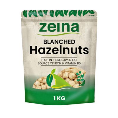 Zeina Blanched Hazelnuts (1Kg) - Gluten-Free and Vegan Approved Whole Hazelnuts with Iron, Vitamins and Fibre for Healthy Cooking, Snacking and Salads, Suitable for Vegetarians, Vegans and Coeliacs
