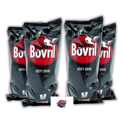 Bundle of 4 Bovvril Beef Flavoured Instant In-Cup Drink (6 Pack per Box, 24 Drinks) - Rich &amp; Savoury Beef Broth for Quick Enjoyment