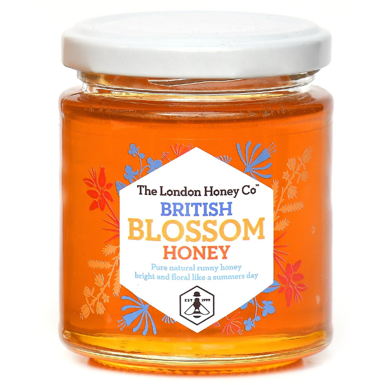 London Honey Company - British Blossom Jar 227g - 100% Pure Natural Unpasteurised Raw Honey - Sustainably Produced from our own Beehives.