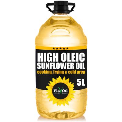 FlavOil High Oleic Sunflower Oil 5 litres - Healthy High-Performance Plant-Based Oil for Cooking, Roasting, Frying, Baking, Dressing - Omega-9 &amp; Vitamins - Sustainable High Oleic Sunflower Seeds