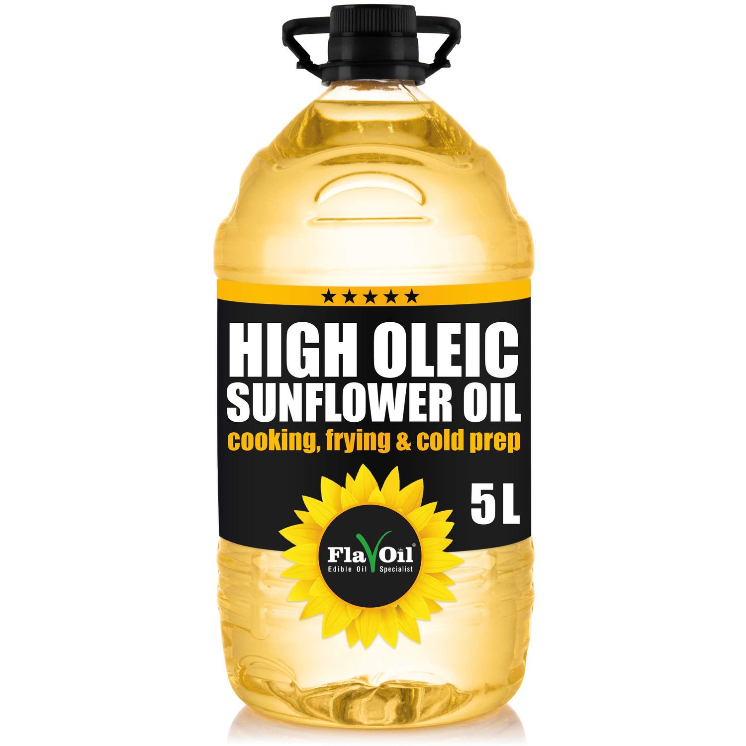 FlavOil High Oleic Sunflower Oil 5 litres - Healthy High-Performance Plant-Based Oil for Cooking, Roasting, Frying, Baking, Dressing - Omega-9 &amp; Vitamins - Sustainable High Oleic Sunflower Seeds