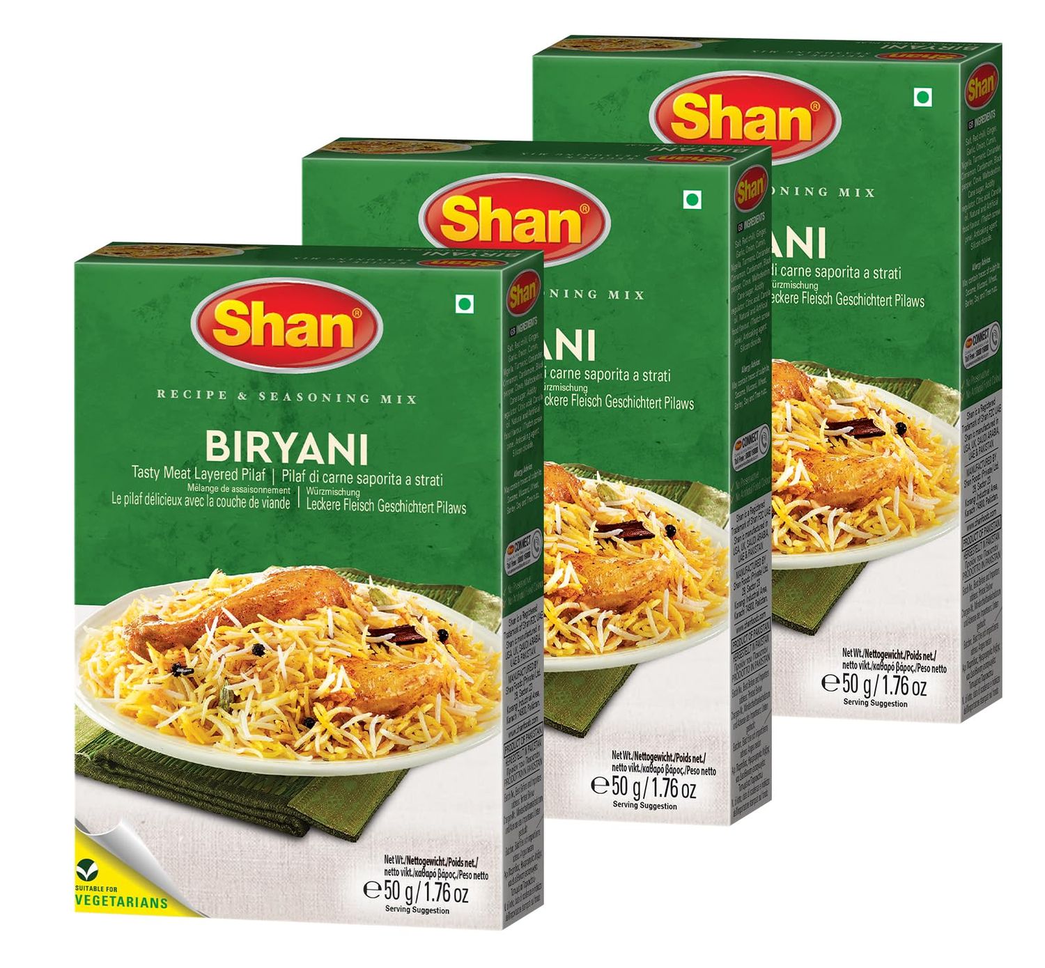 Shan Biryani Masala, 1.76 oz / 50 g, 3 Pack, Brown
