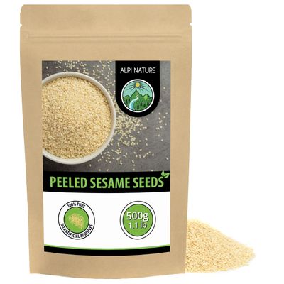 Alpi Nature White Sesame Seeds Peeled 500g 1.1 lb, Peeled White Sesame Seeds, Gluten Free